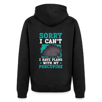 Ich habe Pläne mit meinem Stachelschwein Nagetier Wirbelsäulentier - Unisex Premium Bio Zip Hoodie - Schwarz - Hinten - Nico (187cm)