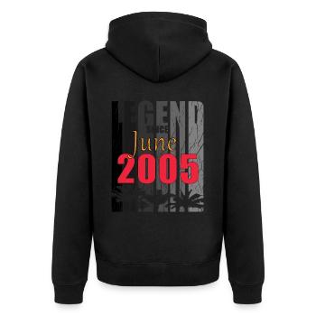 2005 Jahrgang geboren im Juni Geschenk - Unisex Premium Bio Zip Hoodie - Schwarz - Hinten - Nico (187cm)