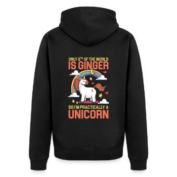Unicorn Ginger Redhead Red Orange Haired Irish - Unisex Premium Organic Zip Hoodie - black - Back - Nico (187cm)
