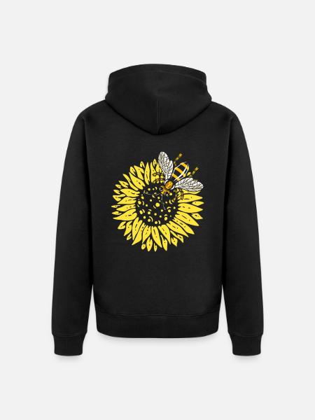Sunflower Bee lovers Beekeeper honey - Unisex Premium Organic Zip Hoodie - black