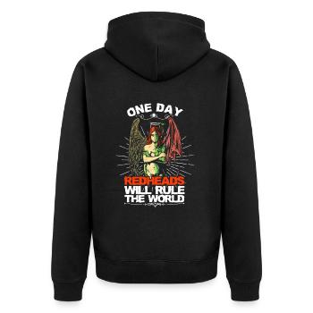 Gingers Will Rule World Redhead Angel Evil Irish - Unisex Premium Organic Zip Hoodie - black - Back - Nico (187cm)