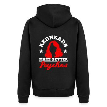 Redheads Make Better Psychos Red Orange Ginger - Unisex Premium Organic Zip Hoodie - black - Back - Nico (187cm)
