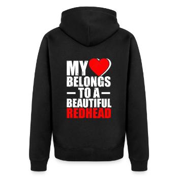 Heart Belongs To Redhead Girlfriend Boyfriend - Unisex Premium Organic Zip Hoodie - black - Back - Nico (187cm)