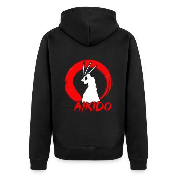 Aikido Master Martial Arts Fight Self Defense - Unisex Premium Organic Zip Hoodie - black - Back - Nico (187cm)