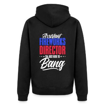 Funny fireworks pyrotechnician saying - Unisex Premium Organic Zip Hoodie - black - Back - Nico (187cm)