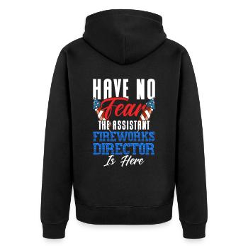 Funny fireworks pyrotechnician saying - Unisex Premium Organic Zip Hoodie - black - Back - Nico (187cm)
