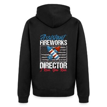 Funny fireworks pyrotechnician saying - Unisex Premium Organic Zip Hoodie - black - Back - Nico (187cm)