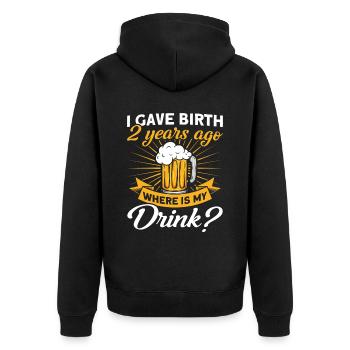 2. Geburtstag Bier Trinken Mutter Mama - Unisex Premium Bio Zip Hoodie - Schwarz - Hinten - Nico (187cm)
