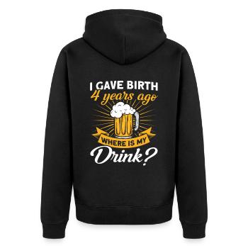 4. Geburtstag Bier Trinken Mutter Mama - Unisex Premium Bio Zip Hoodie - Schwarz - Hinten - Nico (187cm)