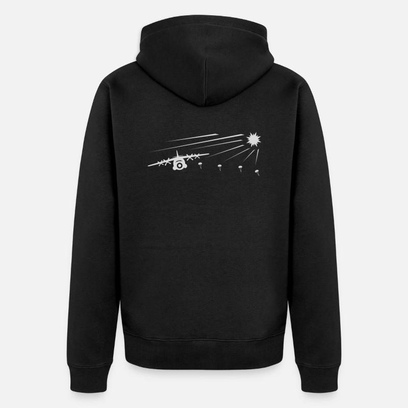 Fallschirmjäger Fallschirmspringer mit Rundkappe - Unisex Premium Bio Zip Hoodie - Schwarz