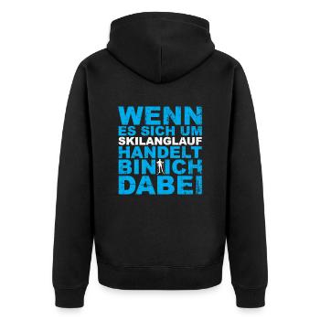 Langläufer Biathlon Skilangläufer - Unisex Premium Bio Zip Hoodie - Schwarz - Hinten - Nico (187cm)