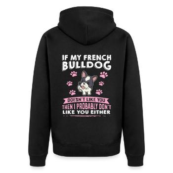 Chiens Français Bulldog Amateurs de chiens - Veste à capuche bio Premium Unisexe - noir - Dos - Nico (187cm)