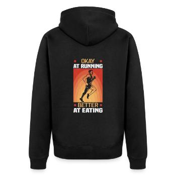 Running Marathon Runner Running - Unisex Premium Organic Zip Hoodie - black - Back - Nico (187cm)
