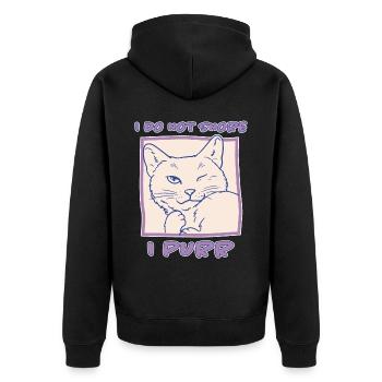 Schnurren Schnarchen Schlaf Spruch Katzen Geschenk - Unisex Premium Bio Zip Hoodie - Schwarz - Hinten - Nico (187cm)