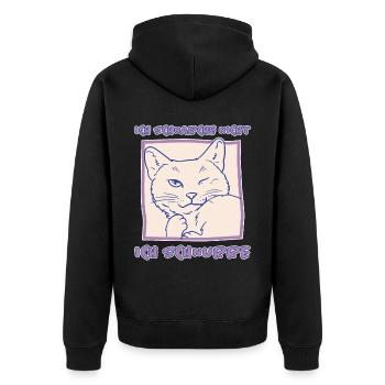 Schnurren Schnarchen Schlaf Spruch Katzen Geschenk - Unisex Premium Bio Zip Hoodie - Schwarz - Hinten - Nico (187cm)