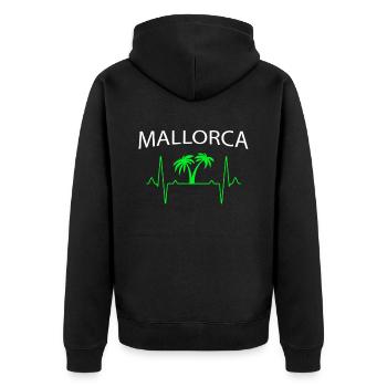 Mallorca Herzschlag - Unisex Premium Bio Zip Hoodie - Schwarz - Hinten - Nico (187cm)