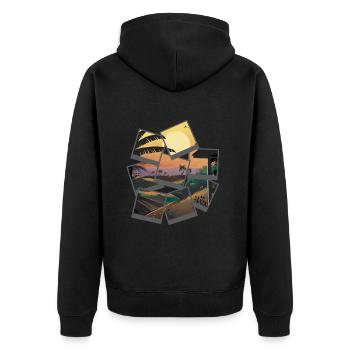 Sunset Beach Party Holiday - Unisex Premium Bio Zip Hoodie - Schwarz - Hinten - Nico (187cm)