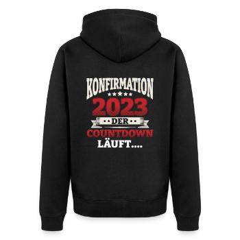 Das Konfirmation Glücks - Unisex Premium Bio Zip Hoodie - Schwarz - Hinten - Nico (187cm)