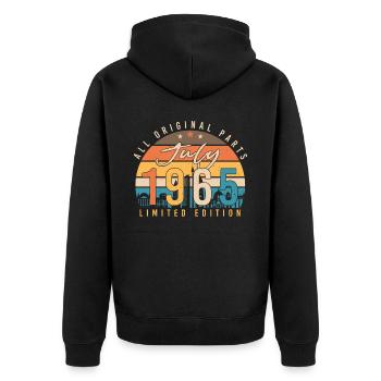 Geboren Im Juli 1965 - Unisex Premium Bio Zip Hoodie - Schwarz - Hinten - Nico (187cm)