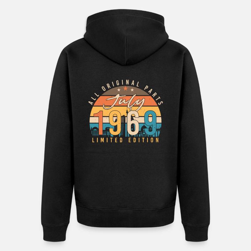 1969 Juli Geschenkidee - Unisex Premium Bio Zip Hoodie - Schwarz