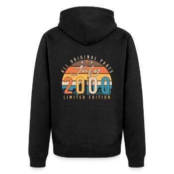2000 Juli Retro - Unisex Premium Bio Zip Hoodie - Schwarz - Hinten - Nico (187cm)