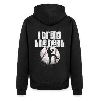Baseball Fan Pitcher Vintage I - Unisex Premium Bio Zip Hoodie - Schwarz - Hinten - Nico (187cm)