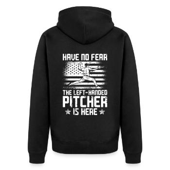 Baseball Fan Pitcher Vintage - Unisex Premium Bio Zip Hoodie - Schwarz - Hinten - Nico (187cm)