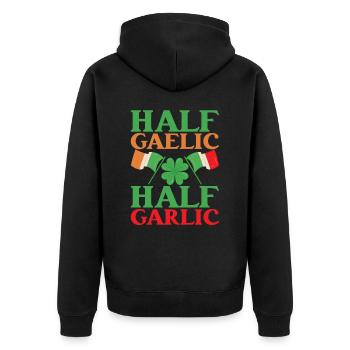 Moitié Gaélique Moitié Ail Irlande Irlandais Irlandais - Veste à capuche bio Premium Unisexe - noir - Dos - Nico (187cm)
