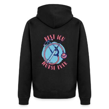 Best Intensive Care Nurse Ever - Unisex Premium Organic Zip Hoodie - black - Back - Nico (187cm)