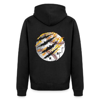 Baseball Fan Fire Vintage - Unisex Premium Bio Zip Hoodie - Schwarz - Hinten - Nico (187cm)