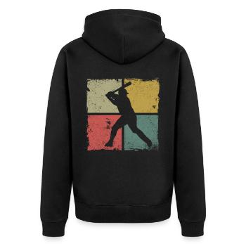 Baseball Fan Retro Vintage Batter - Unisex Premium Bio Zip Hoodie - Schwarz - Hinten - Nico (187cm)