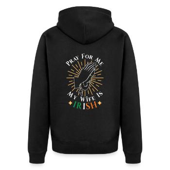Priez pour moi Ma femme est irlandaise Irlande Irlande - Veste à capuche bio Premium Unisexe - noir - Dos - Nico (187cm)