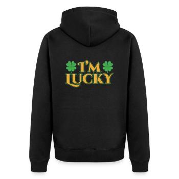 I'm lucky Gaelic Irish Ireland Irish - Unisex Premium Organic Zip Hoodie - black - Back - Nico (187cm)