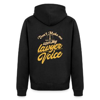 Me forcer à ne pas utiliser la voix de mon avocat - Veste à capuche bio Premium Unisexe - noir - Dos - Nico (187cm)