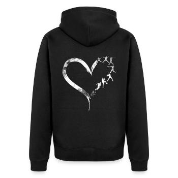 Baseball Fan Heart Vintage - Unisex Premium Bio Zip Hoodie - Schwarz - Hinten - Nico (187cm)