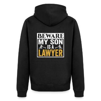 Attention Mon fils est avocat avocat - Veste à capuche bio Premium Unisexe - noir - Dos - Nico (187cm)