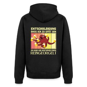 Reinorgeln Tintenfisch Bier Party - Unisex Premium Bio Zip Hoodie - Schwarz - Hinten - Nico (187cm)