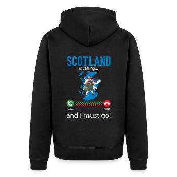 Schottland Dudelsack Musikliebhaber Lustig - Unisex Premium Bio Zip Hoodie - Schwarz - Hinten - Nico (187cm)