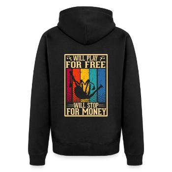 Loud bagpipe musicians bagpipers - Unisex Premium Organic Zip Hoodie - black - Back - Nico (187cm)