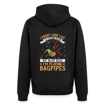Addicted bagpipe player Music lover Funny - Unisex Premium Organic Zip Hoodie - black - Back - Nico (187cm)