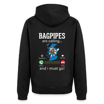 Bagpipe Musician Funny Bagpiper - Unisex Premium Organic Zip Hoodie - black - Back - Nico (187cm)