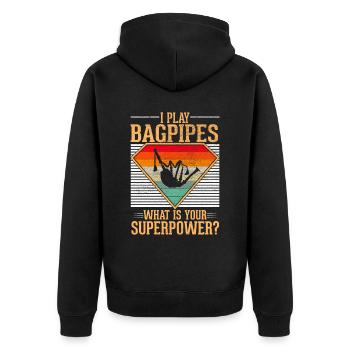 Bagpipe Musician Funny Bagpiper - Unisex Premium Organic Zip Hoodie - black - Back - Nico (187cm)