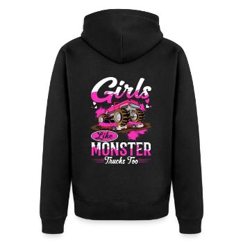 Mädchen Monster Trucks Liebhaber Monster Truck - Unisex Premium Bio Zip Hoodie - Schwarz - Hinten - Nico (187cm)