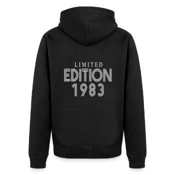 Limited Edition 1983 - Unisex Premium Bio Zip Hoodie - Schwarz - Hinten - Nico (187cm)