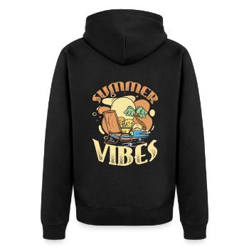 Summer Vibes Beach Club Sommerurlaub - Unisex Premium Bio Zip Hoodie - Schwarz - Hinten - Nico (187cm)