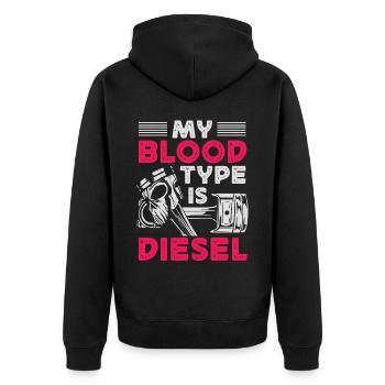 Mon groupe sanguin est diesel, chauffeur de camion - Veste à capuche bio Premium Unisexe - noir - Dos - Nico (187cm)