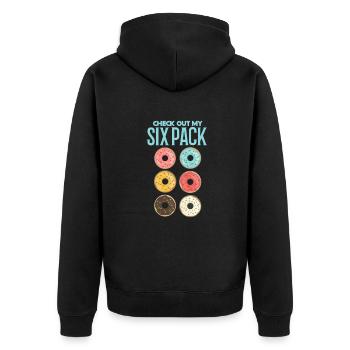 Donut Fitness Gym Workout Donuts Geschenk - Unisex Premium Bio Zip Hoodie - Schwarz - Hinten - Nico (187cm)