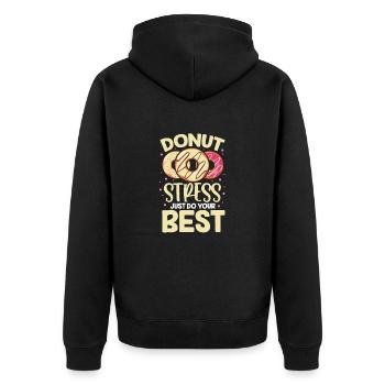 Donut Süssigkeiten Donuts Essen Bäcker Geschenk - Unisex Premium Bio Zip Hoodie - Schwarz - Hinten - Nico (187cm)