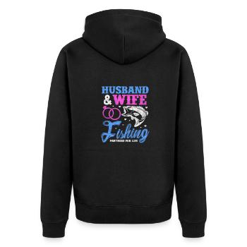 Angler Ehe - Unisex Premium Bio Zip Hoodie - Schwarz - Hinten - Nico (187cm)