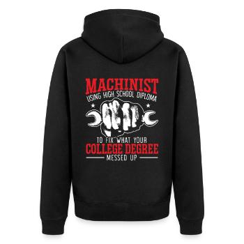 Machiniste Machine Artisan Fabricant CNC - Veste à capuche bio Premium Unisexe - noir - Dos - Nico (187cm)